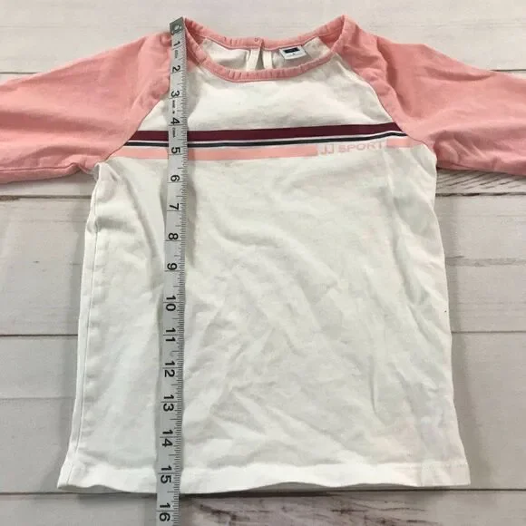 Janie & Jack Girls White and Pink Tee Long Sleeve Sweatshirts Pullover Top Kids - Picture 6 of 8
